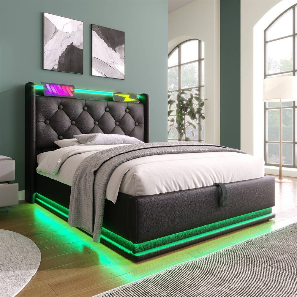 Twin/Full/Queen/King Size Upholstered Platform Bed w/ Hydraulic Storage System