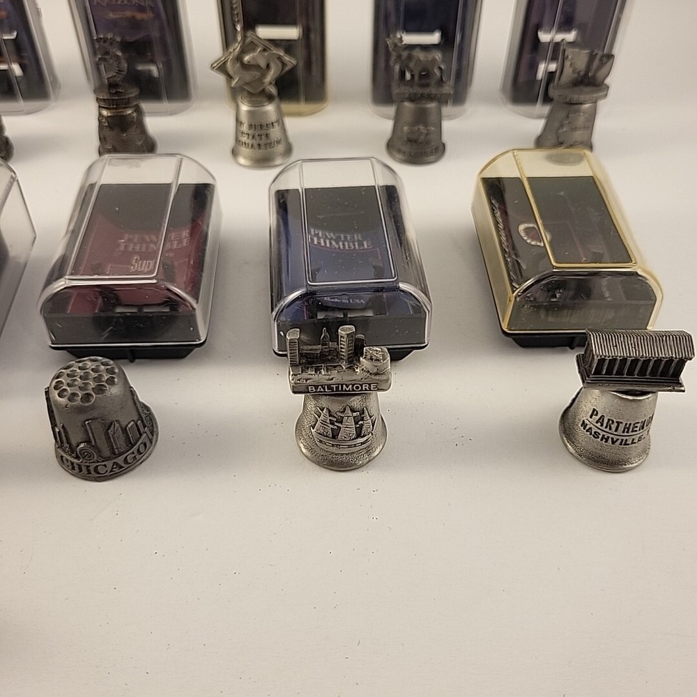 13 Pewter Thimbles Cities And States