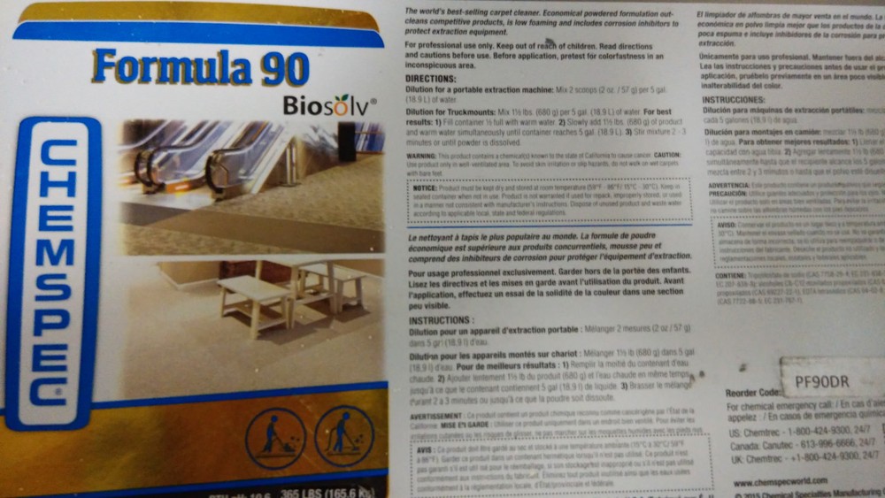 Chemspec Formula 90 Powdered with Biosolv for Carpet Cleaner * 9 lb. Refill