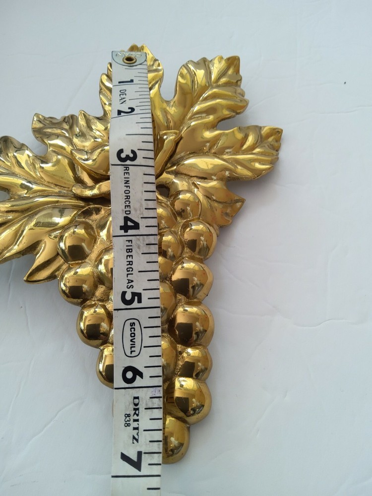 Curtain Tie Backs Pair (2) Brass 7" Wall Mount Leaf Grape Clusters New