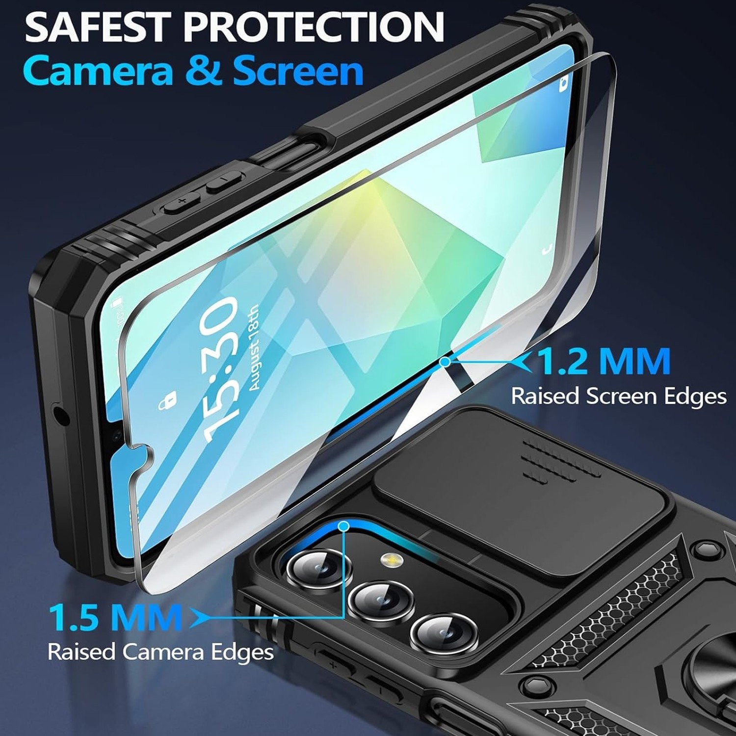 For Samsung Galaxy A16 5G Case Heavy-Duty Tough Dual Layer Cover +Tempered Glass