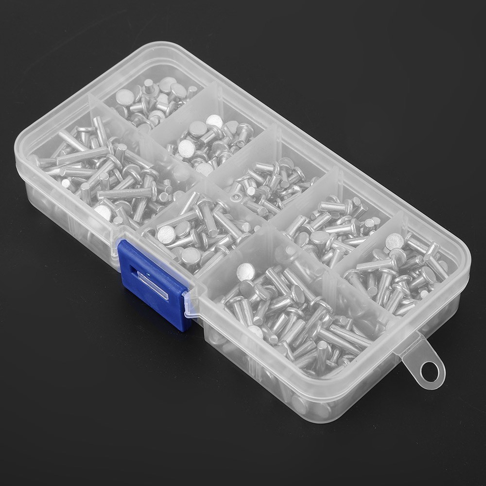 400pcs M3 Flat Head Aluminum Rivets Flat Head Solid Rivet 4mm-16mm Length WT