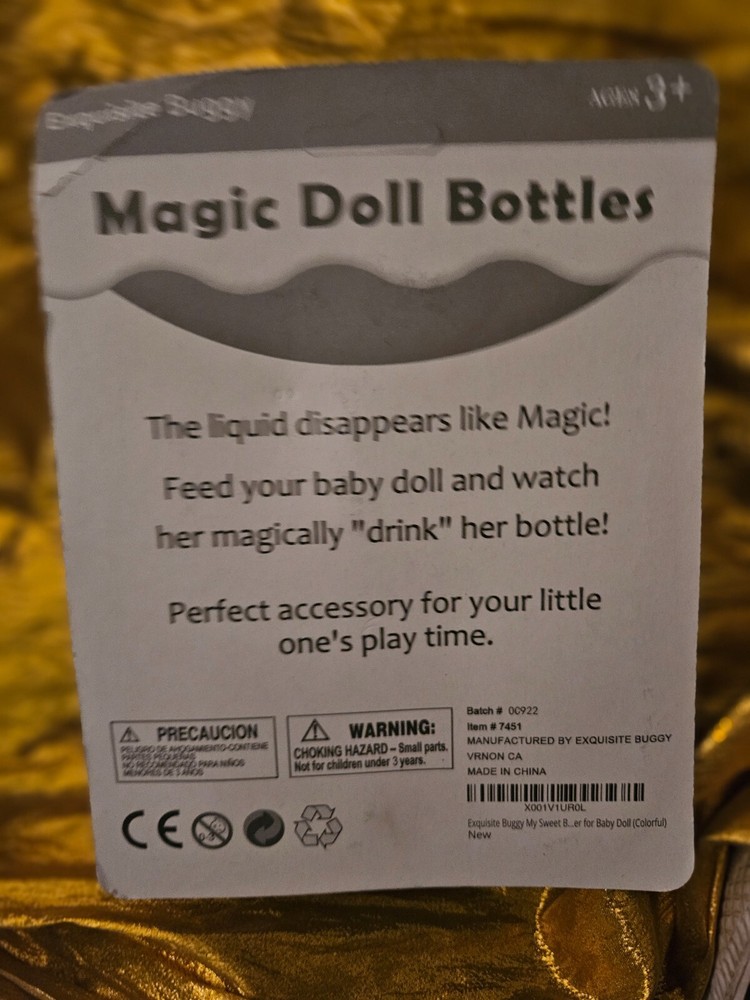 NEW - EXQUISITE BUGGY MAGIC DOLL BOTTLES BOTTLE SET Bottles Magically Empty - 3+