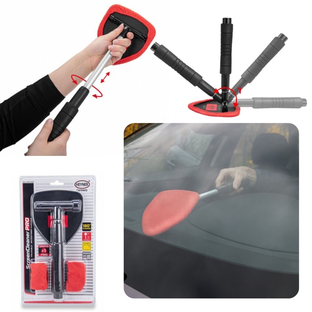 Car Window Cleaner Microfibre Extra Pad Washable Telescopic Handle 407630