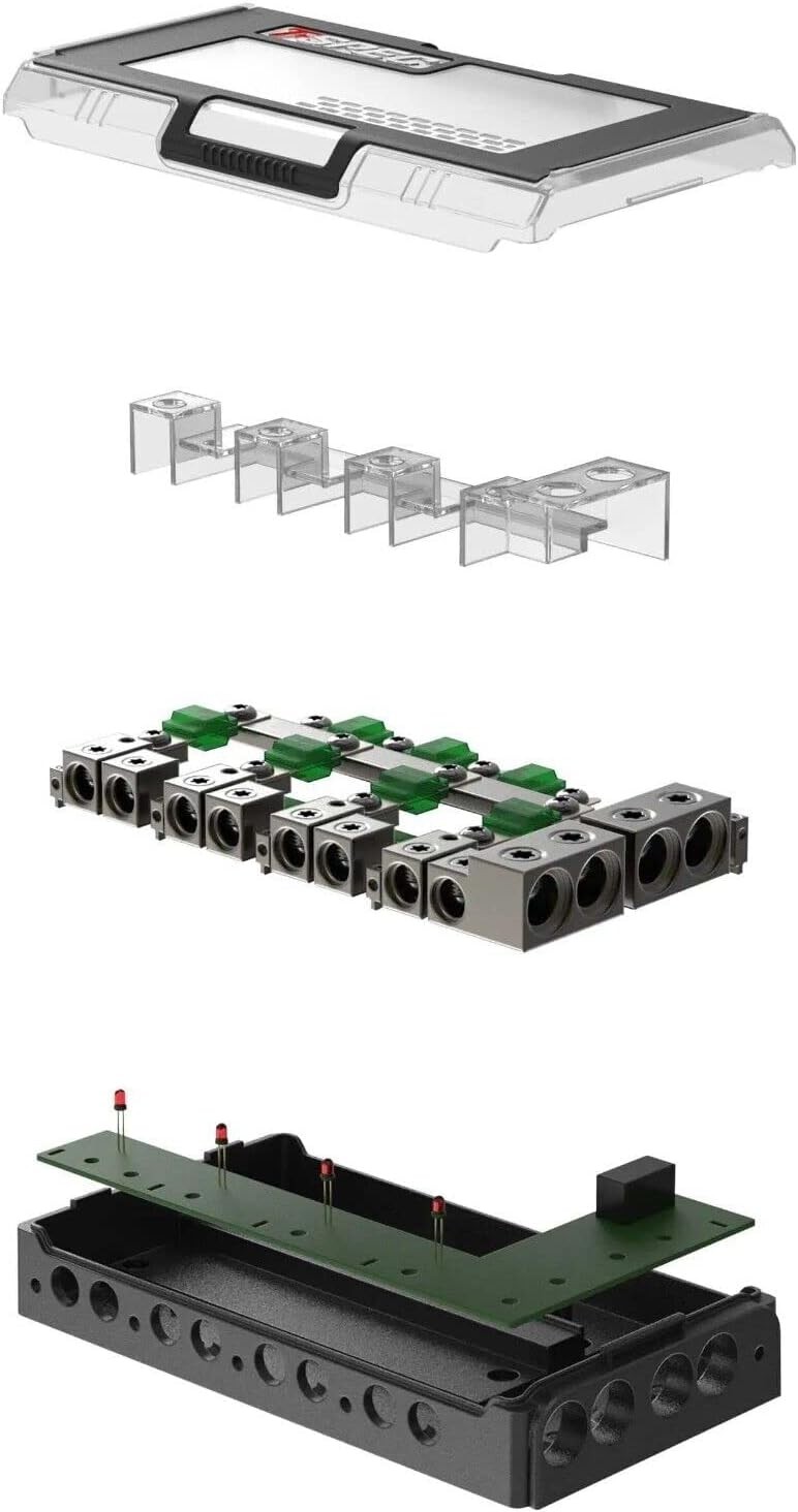 T-SPEC DUAL 1/0 GAUGE INPUT 4-WAY POWER + GROUND CAR AUDIO DISTRIBUTION BLOCK