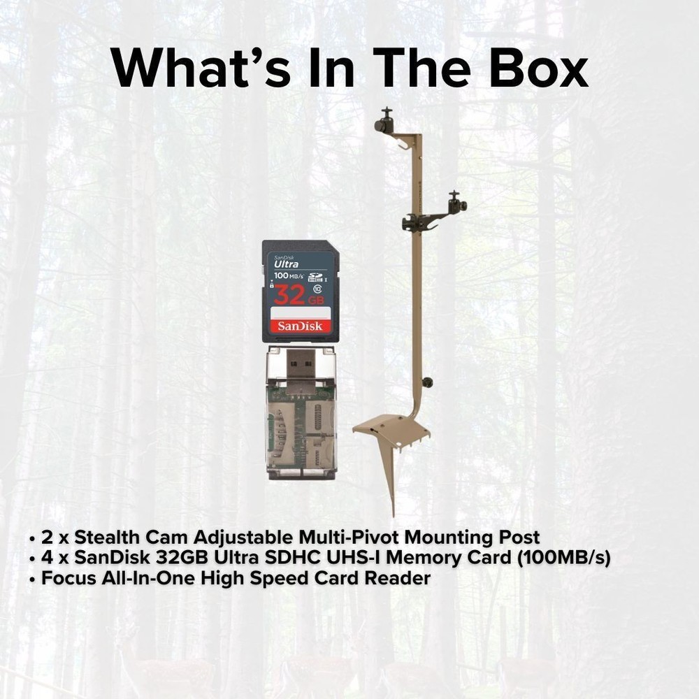 Stealth Cam Adjustable Multi Pivot Mounting Post 2 Pack Card Reader Bundle