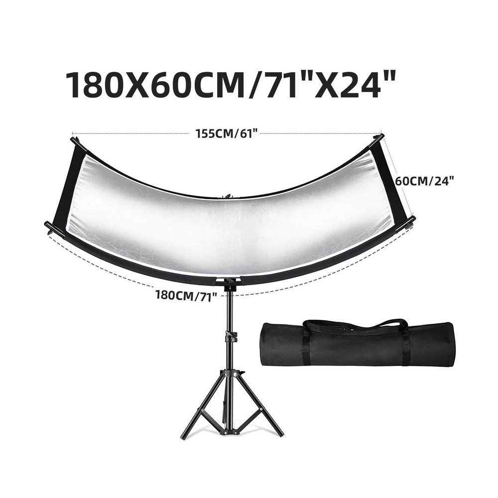 Clamshell Light Reflector Diffuser, 71"x24" /180x60cm Arclight Curved Lightin...