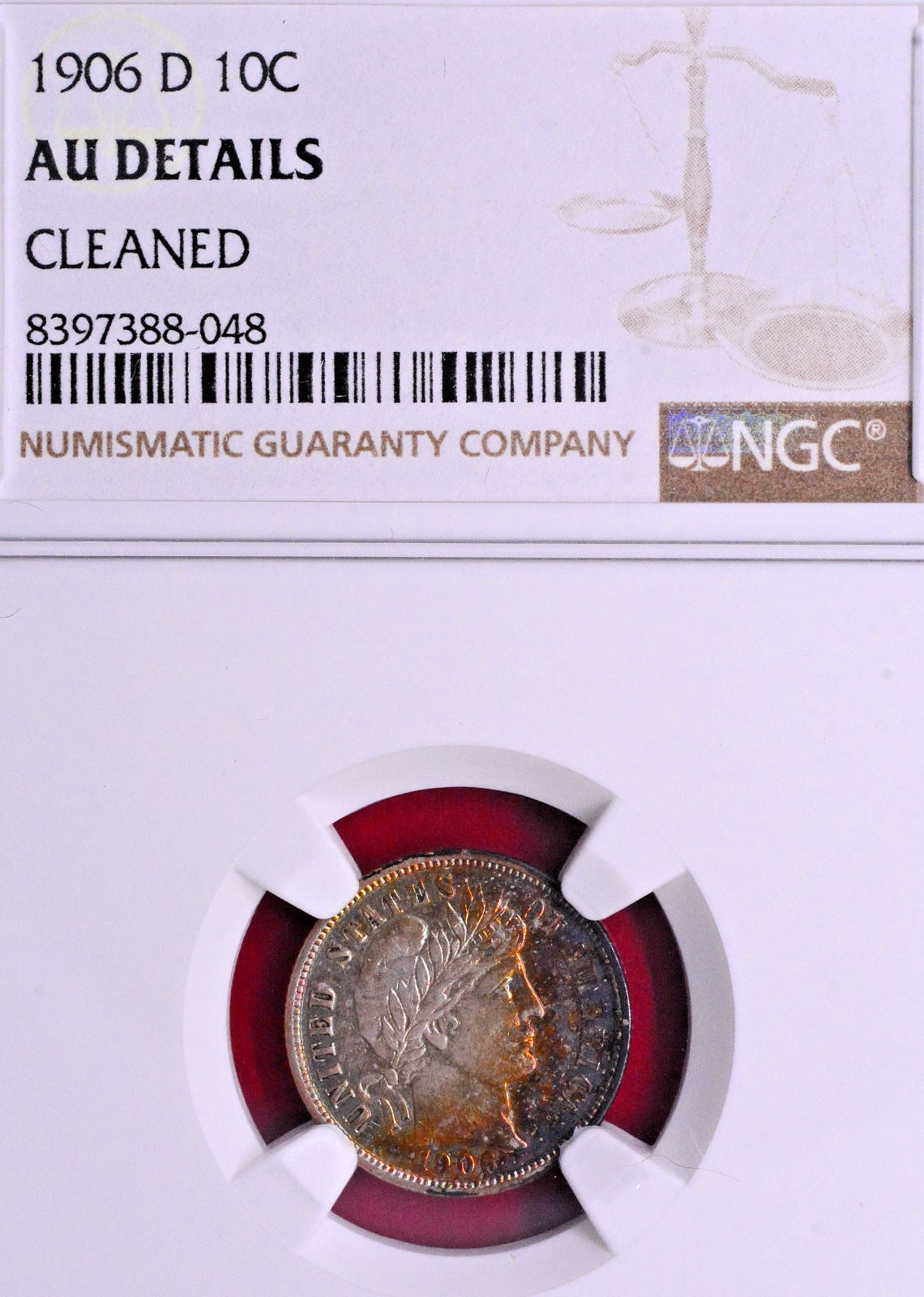 NGC AU! 1906-D BARBER DIME
