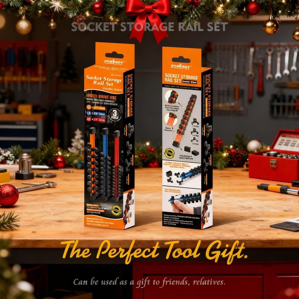 Double-Sided 3-Pc Socket Holder Set - Compatible with Major Brands & Sizes