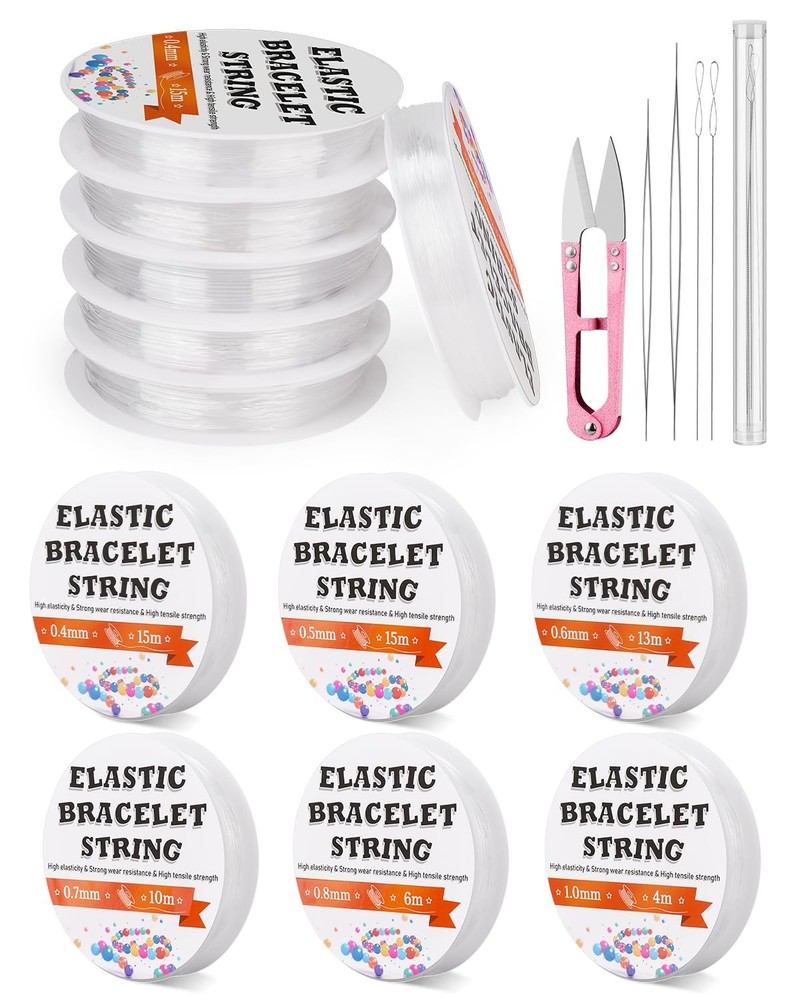 JUPEAN 6 Sizes Stretchy Bracelet String Elastic 6 Size, transparent