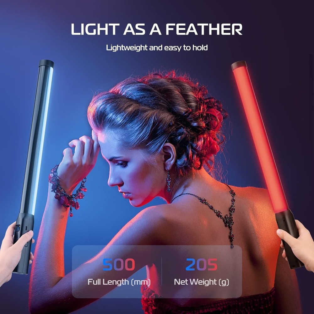 Rechargeable 360° RGB LED Light Stick - 20 Light Effects