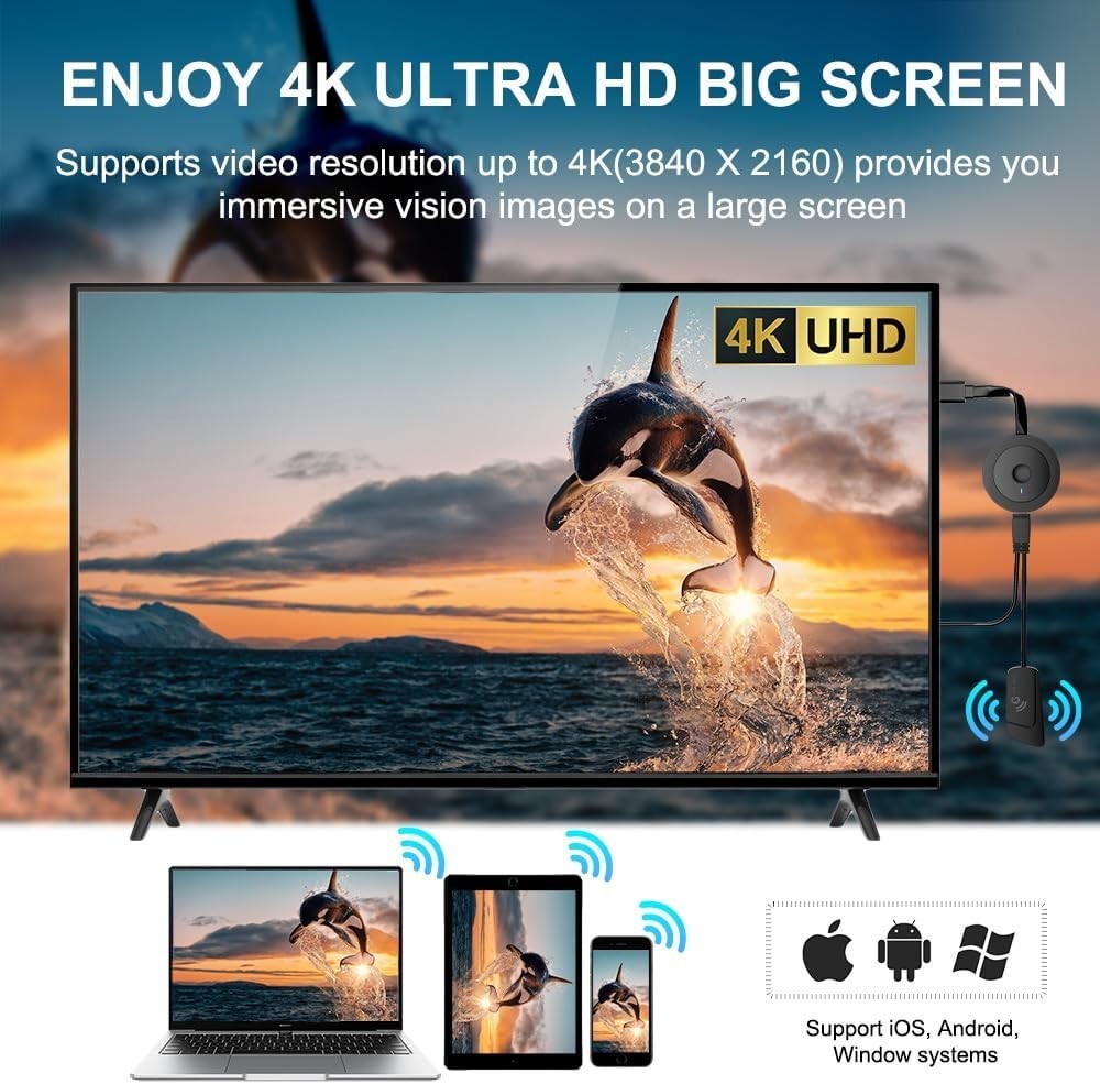 4K Wireless HDMI Adapter for iPhone Android TV