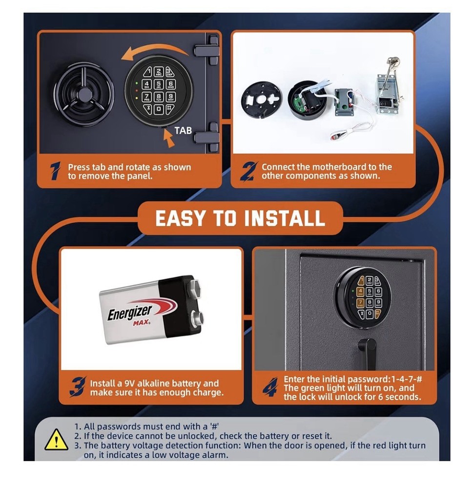 High Security Electronic Safe Lock Replacement Kit With 2 Override Keys
