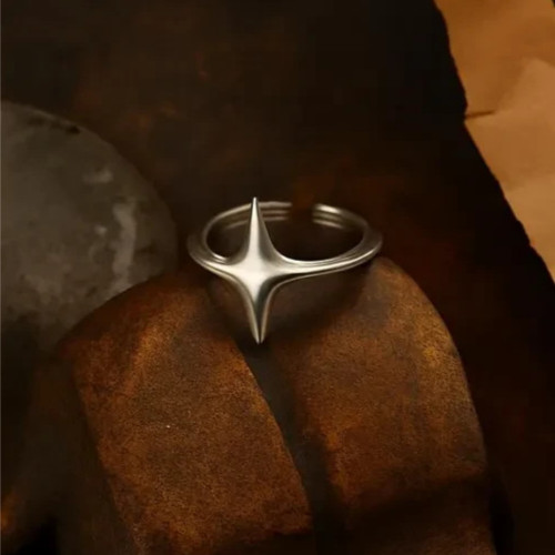 Modern Streling Silver Star Ring: Adjustable Minimalist Celestial Jewelry