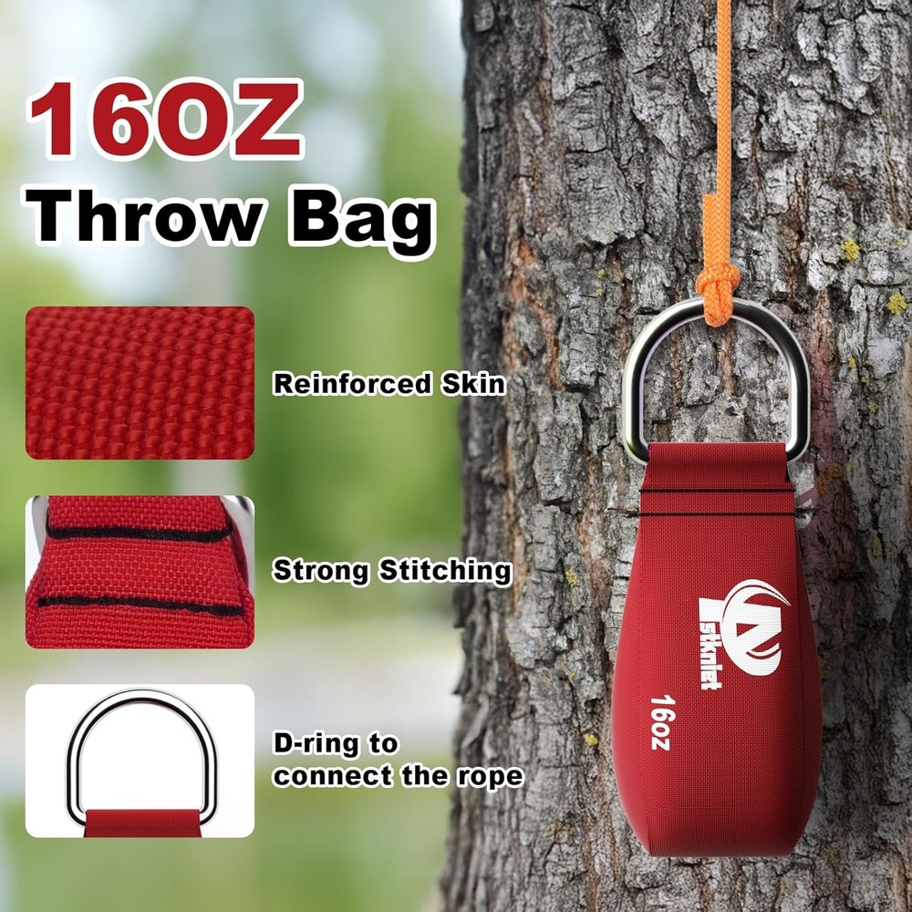 Arborist Throw Line Kit Rope & 12-16oz Weights Tree Trimming Set