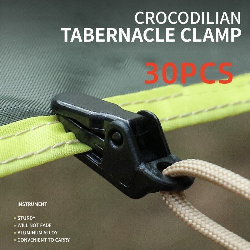 30Pcs Reusable Tent Tarp Tarpaulin Clip Heavy Duty Clamp Buckle Camping Tool Set