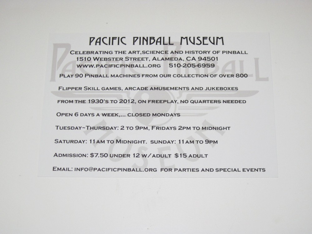 Pacific Pinball Museum Gallery Post Card