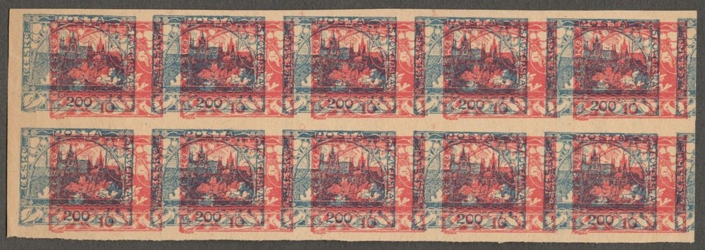 (AOP) Czechoslovakia 1918-19 Hradcany proofs double print