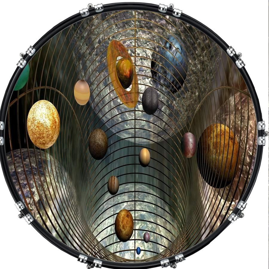 20" Custom Bass Kick Drum Front Head Graphical Graphic Planets Structure