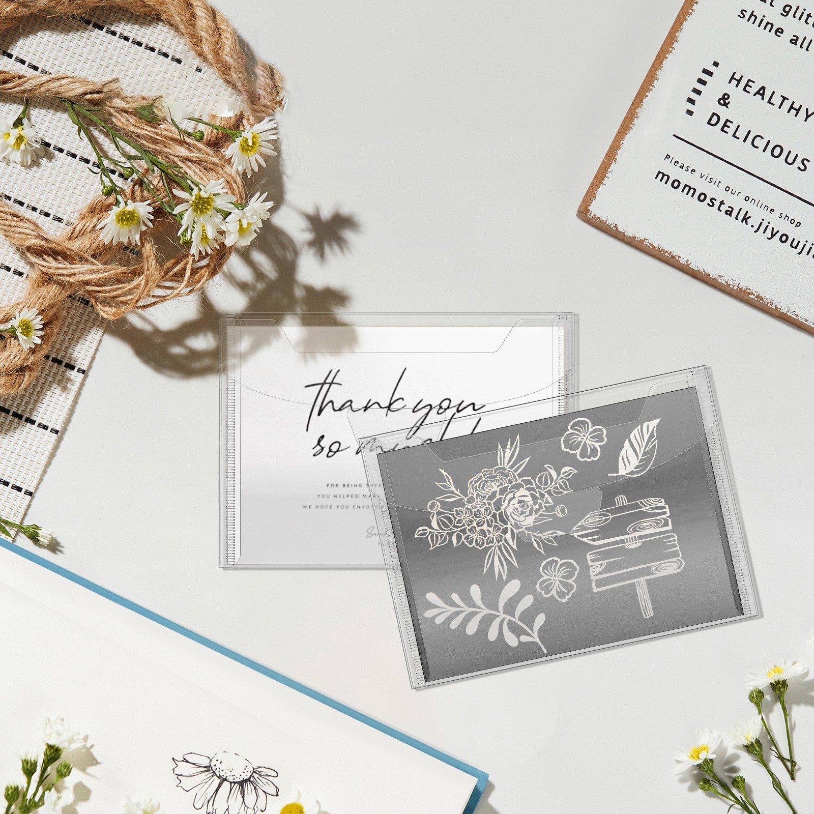 20x Stamp and Die Storage Set PVC Bags with Magnetic Sheets for DIY Scrapbooking