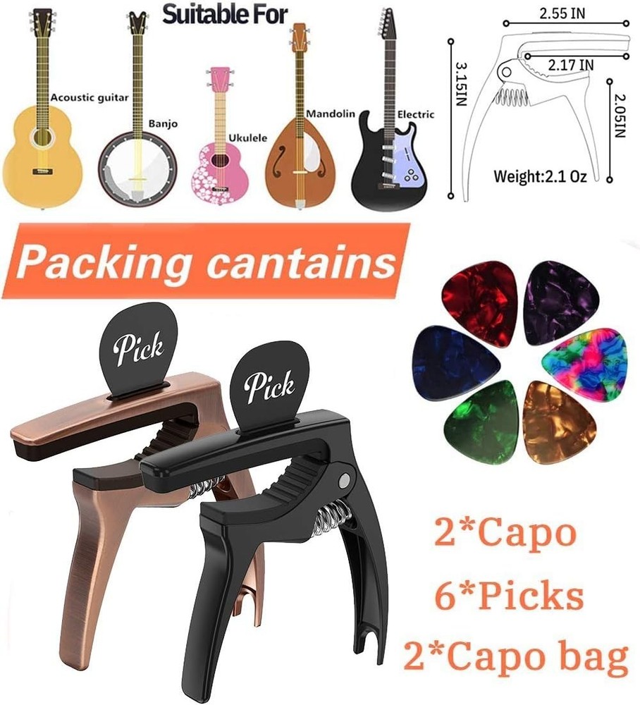 Modern 3in1 Guitar Capo & Picks Bundle - Advanced Performance Accessories