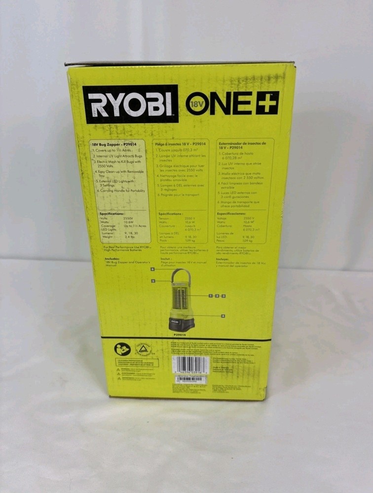 Ryobi Bug Zapper Portable Compact 1/2 Acre Coverage 18-Volt Cordless Tool Only