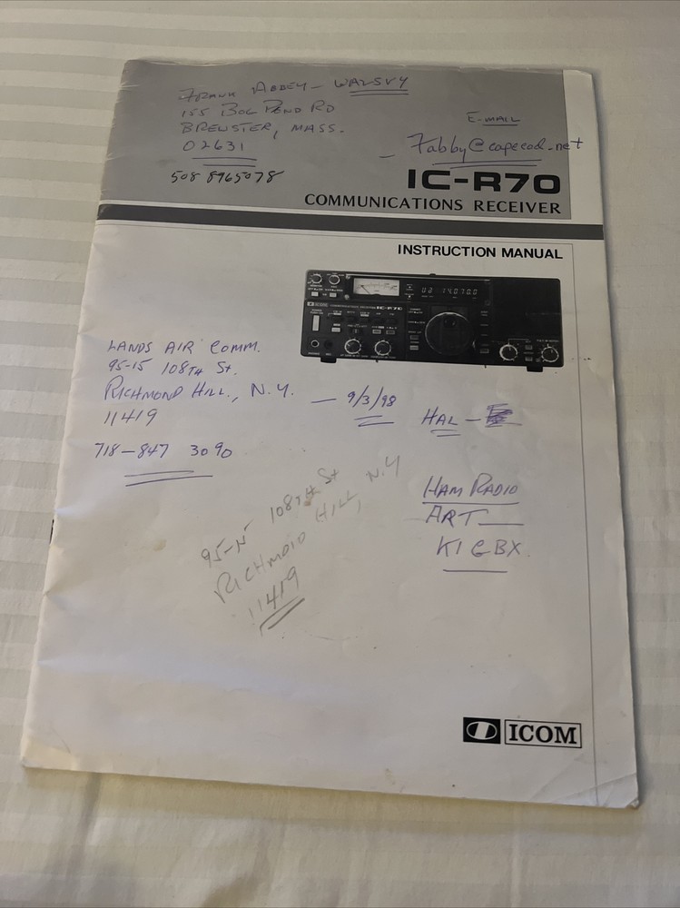 ICOM IC-R70 INSTRUCTION MANUAL ORIGINAL
