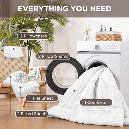 7 Pieces Comforter Set - Utral Soft Microfiber Bedding Set, Thick King White
