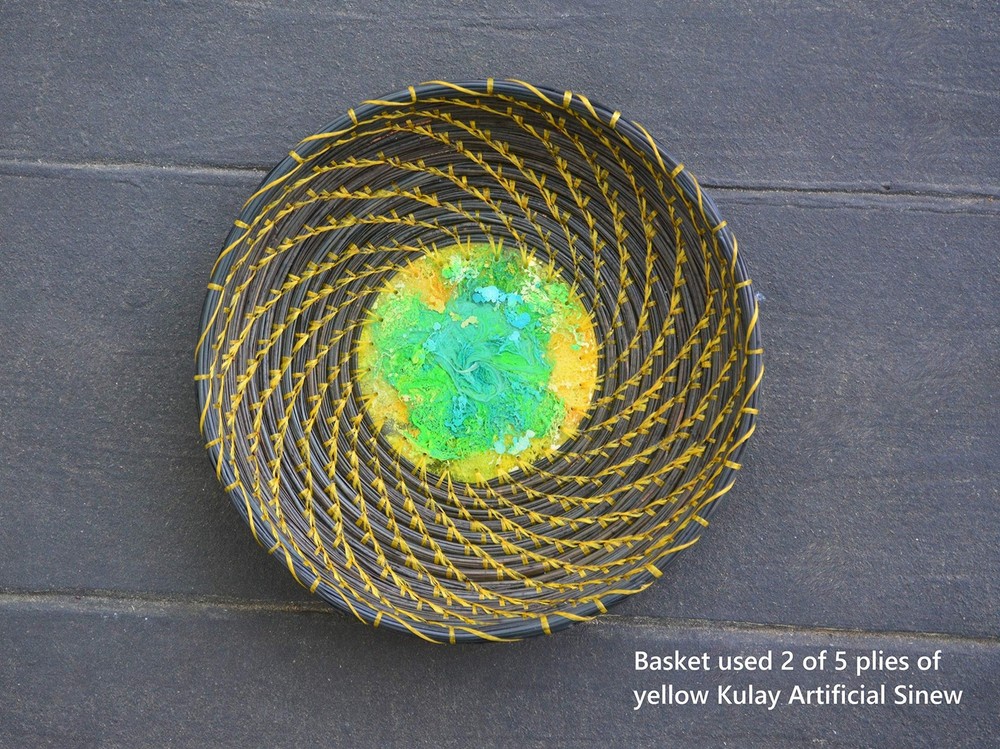 Kulay Artificial Deer Sinew Yellow Waxed Flat Polyester Thread for Beading, L...