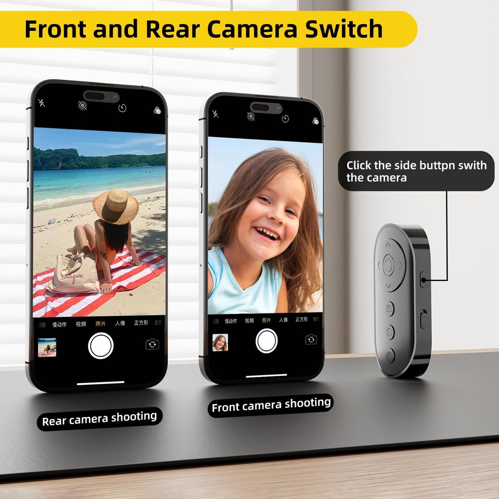 Bluetooth Camera Remote Shutter with Zoom and Front/Rear Camera Switch for Ph