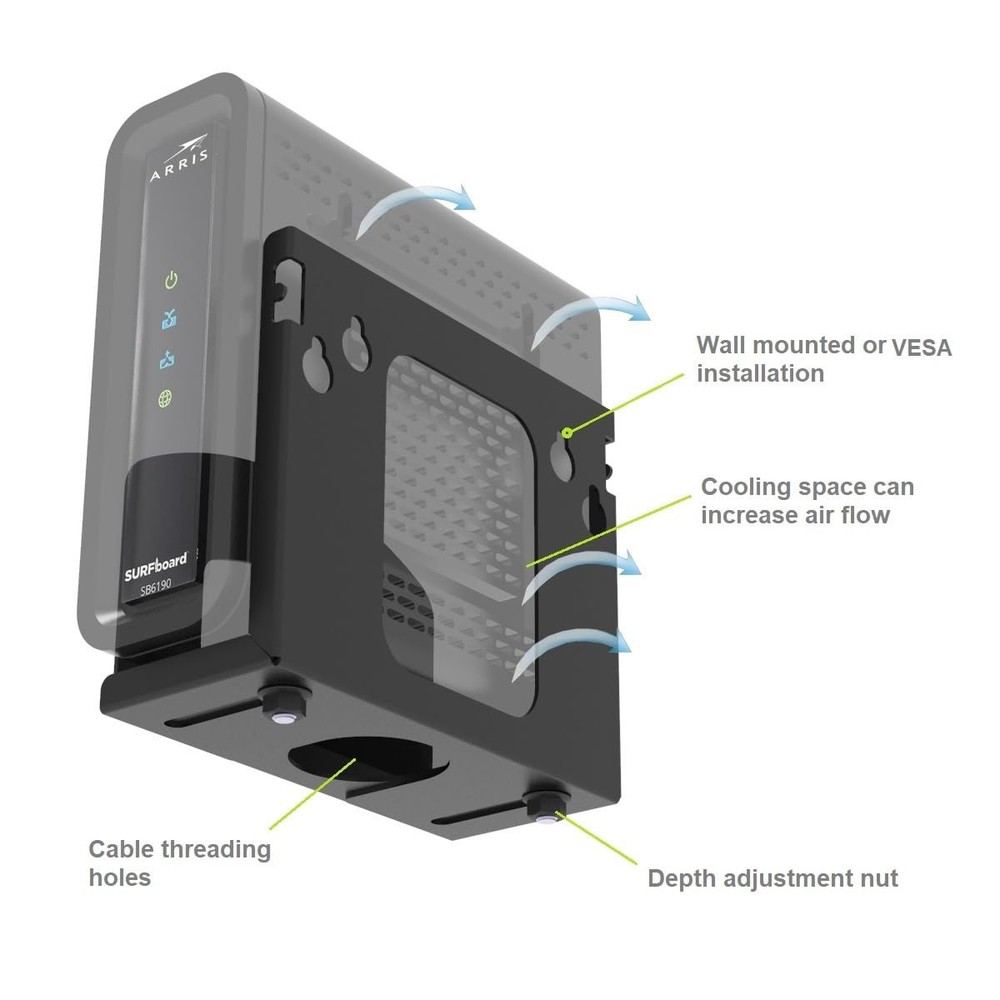 Beiyier Cable Box Mount and Adjustable Wall for Small Wide Black