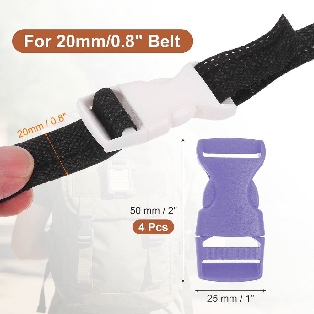 4 Pack Quick Side Release Buckle, 0.8" Plastic Buckle Clip, Medium Purple