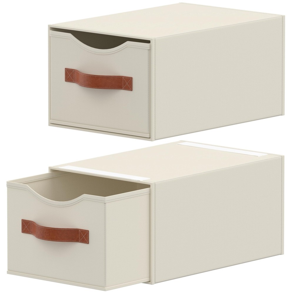 2 Pack Stackable Storage Drawers, Fabric Closet Organizers and Storage with H...