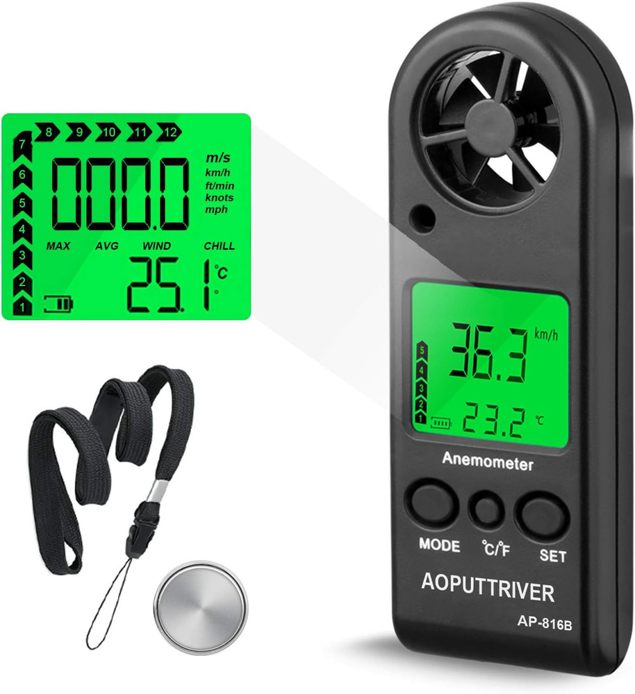 Anemometer Handheld Wind Speed Meter for Measuring Wind Speed Temperature and Ma