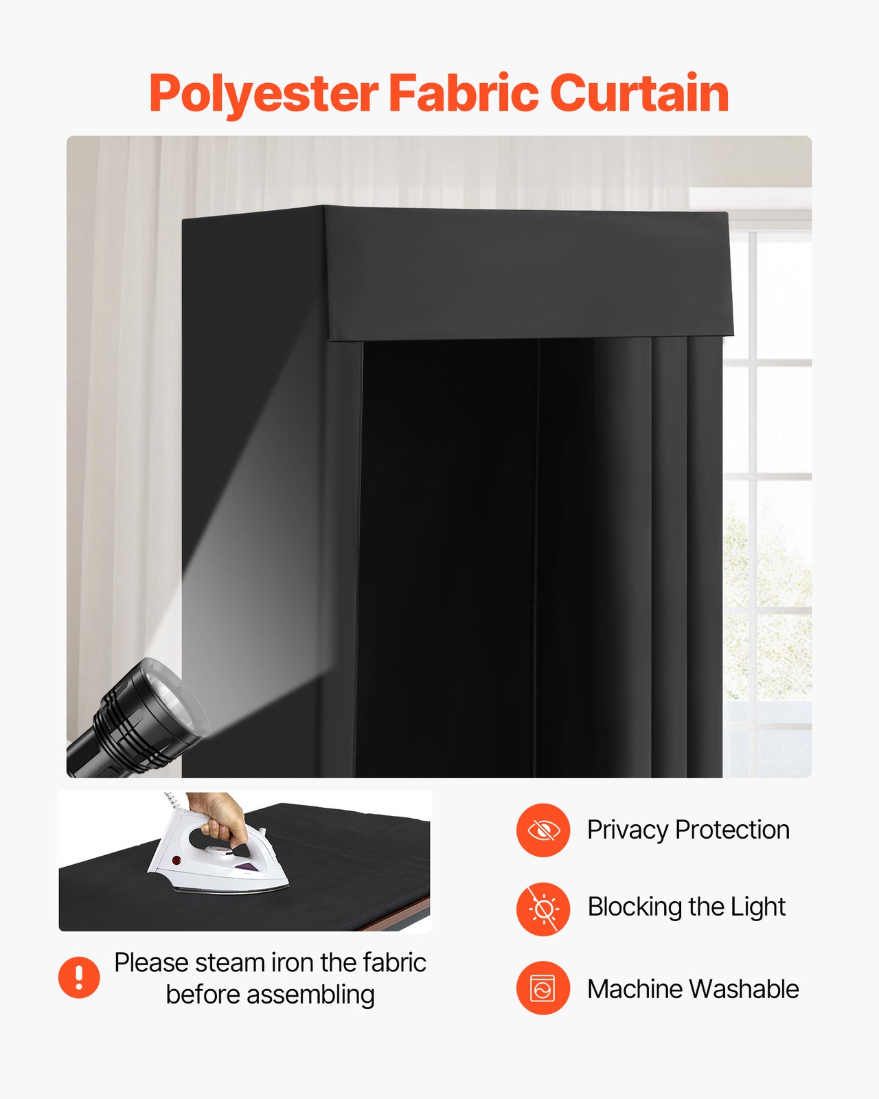 Fitting Room Portable Dressing Room 39 x 39 x 78 in Privacy Space (Black)