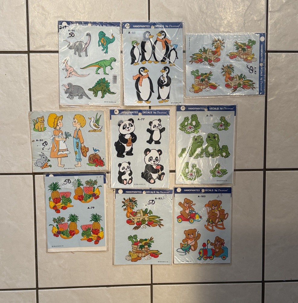 Vintage 90s Handpainted Decals