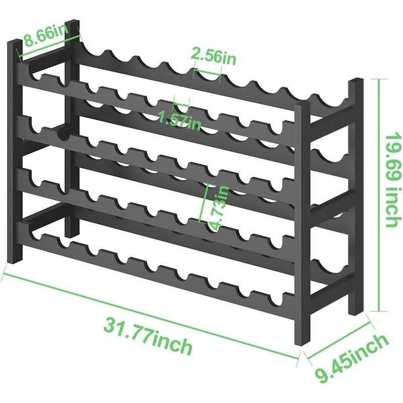 Premium Bamboo Wine Rack Modular Stackable Storage Easy Assembly Modern Design