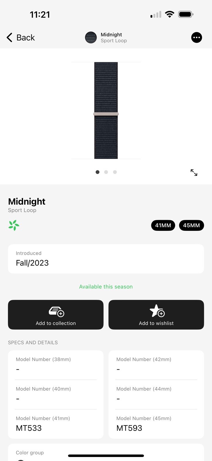 Apple Watch Sport Loop 45mm (42/44/46/49) Genuine OEM 2023 Midnight Used