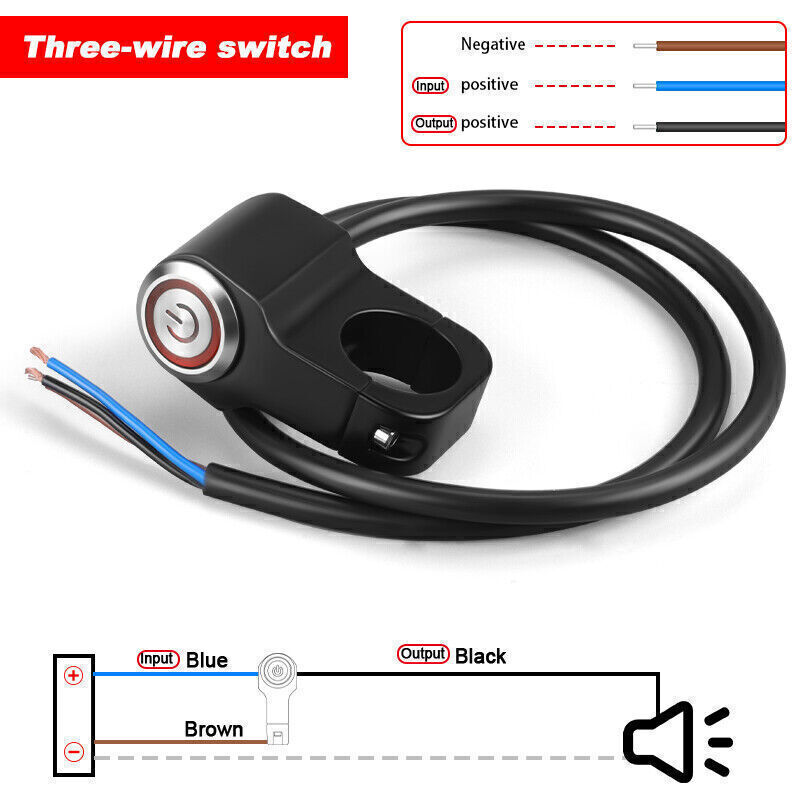 US Motorcycle ATV Handlebar Control Start Switch Momentary Horn Push Button 7/8"