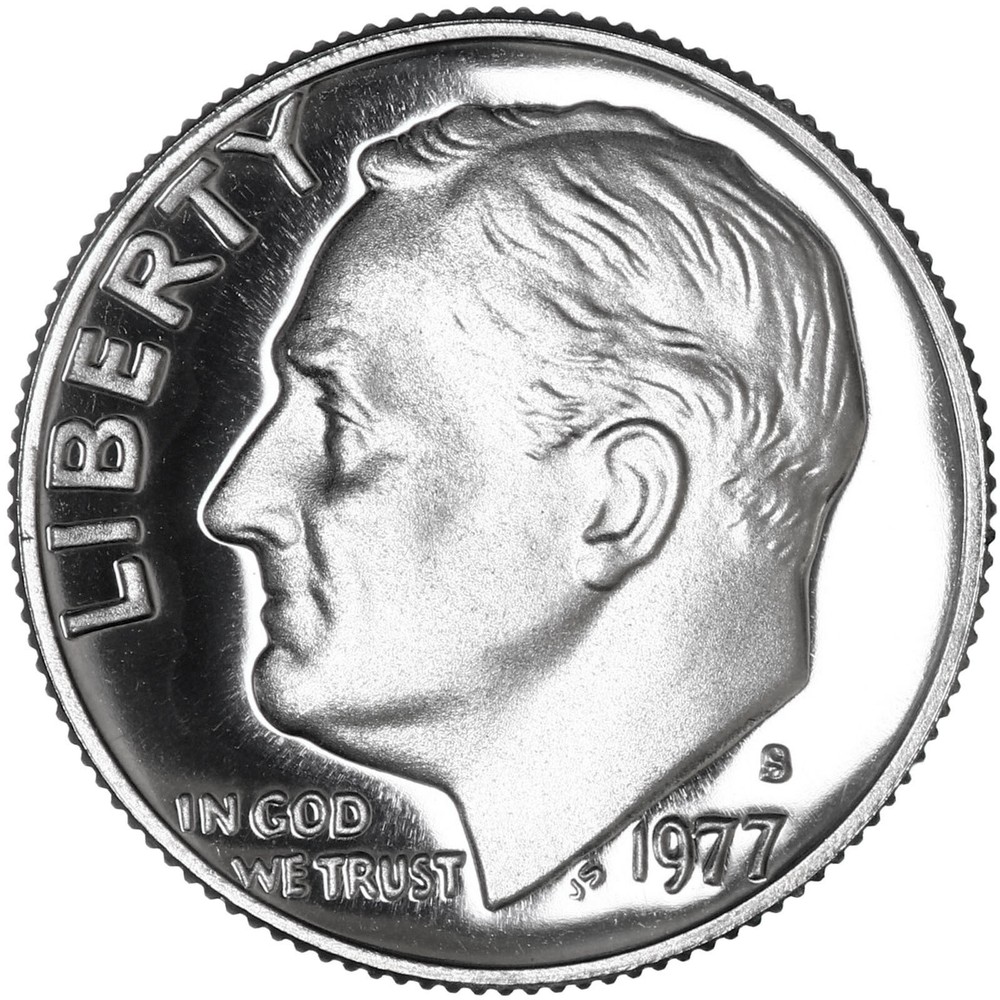1977 S Roosevelt Dime Gem DCam Proof CN-Clad