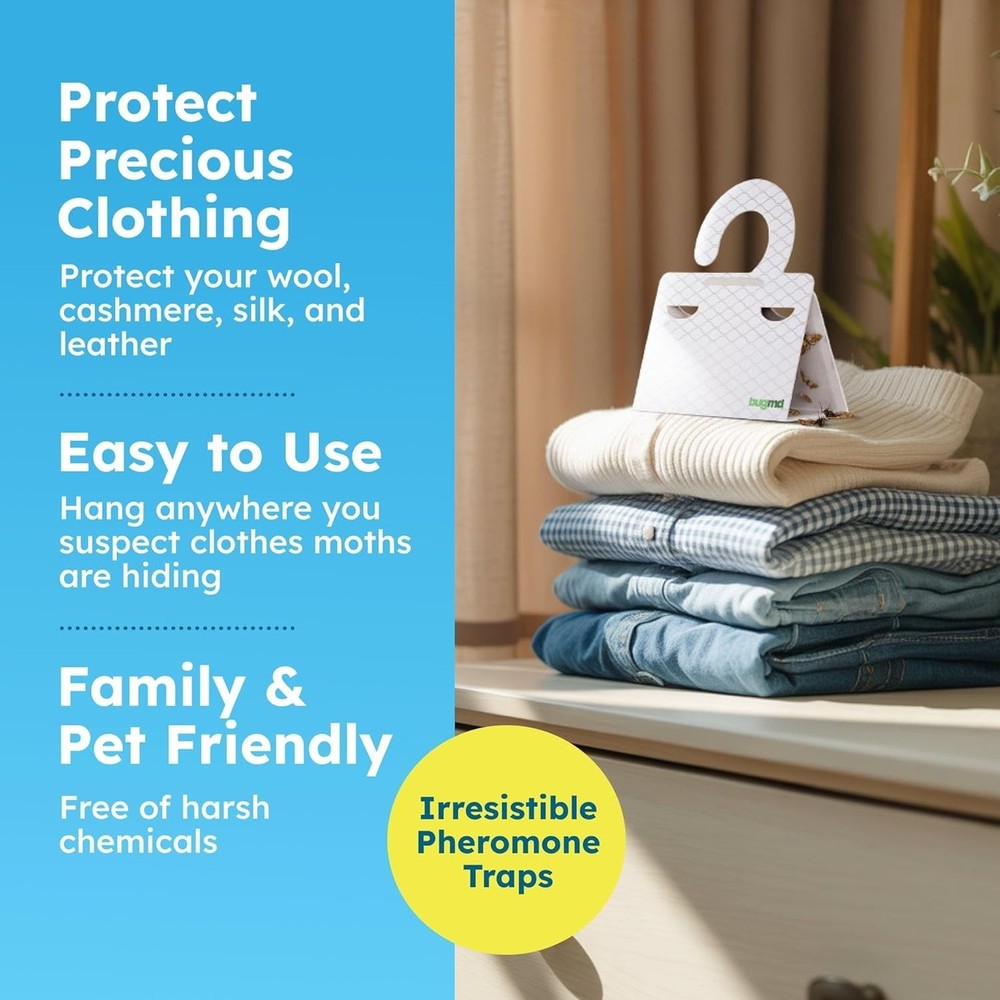 6 Count Clothes & Pantry Moth Traps - Safe & Effective Non-Toxic Solution
