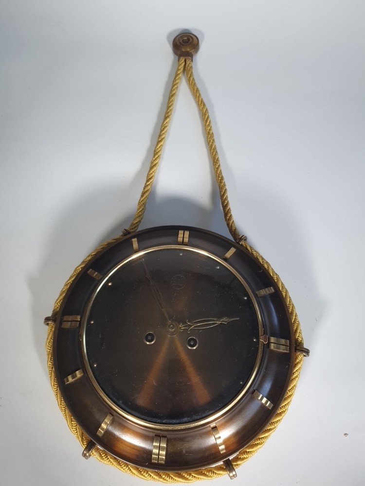 Mid-Century Aug. Schatz & Söhne Brass Wall Clock – Mechanical – Dated 1958