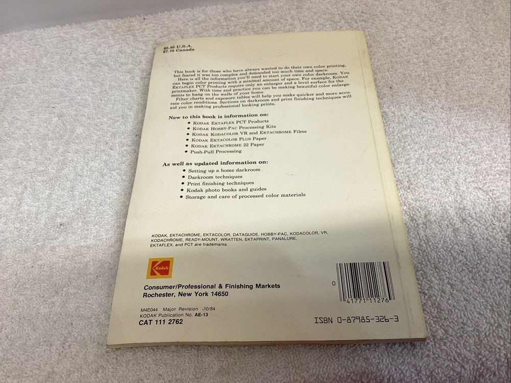Basic Developing, Printing Enlarging In Color by Kodak, Paperback