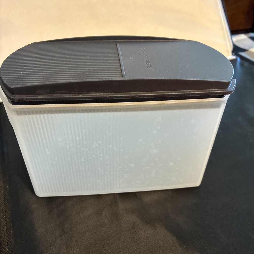 TUPPERWARE Space Makers Container Sheer w/Black Hinged Lid 1L