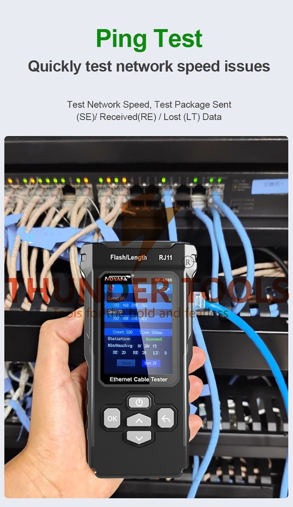 Thunder Tools NOYAFA NF-8506 LCD Digital Network Cable Tester Rechargeable