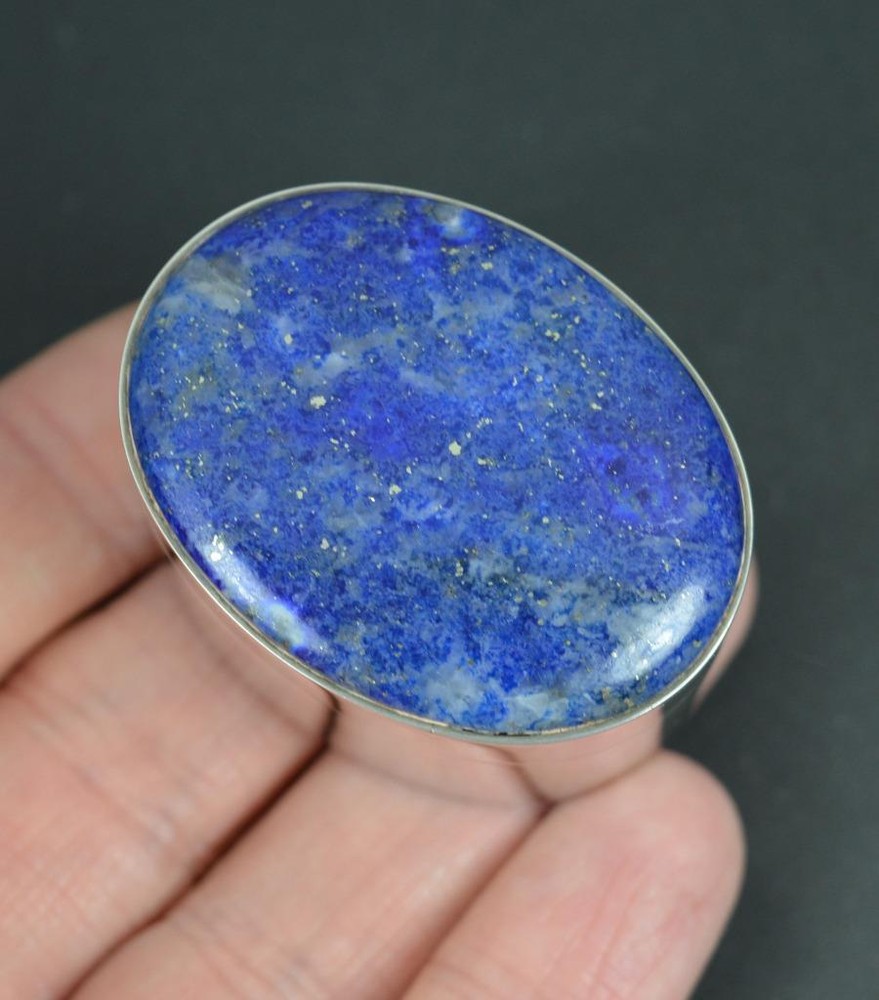 Sterling Silver and Lapis Lazuli Oval Shaped Box
