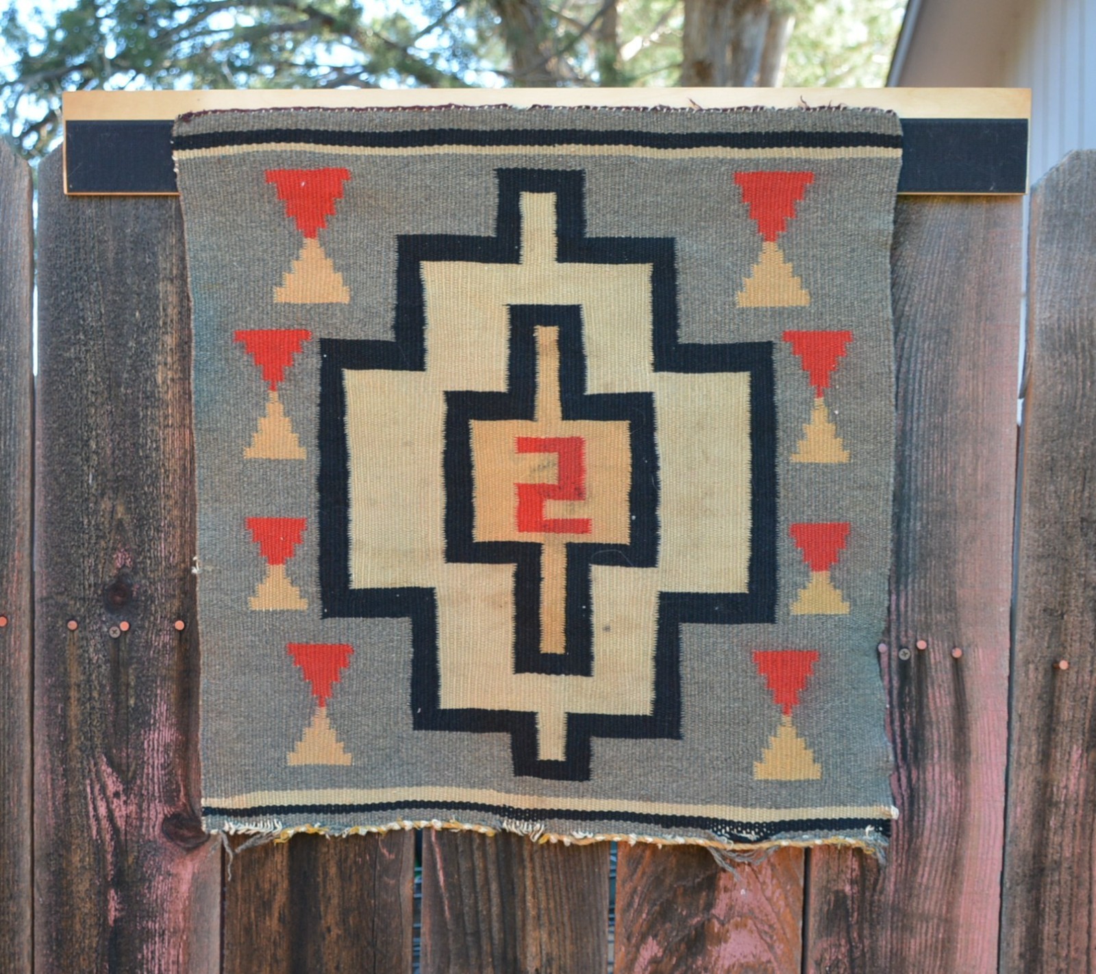 Unique Old Navajo Sampler Rug - Finely Woven Germantown Wools - 20" x 19"