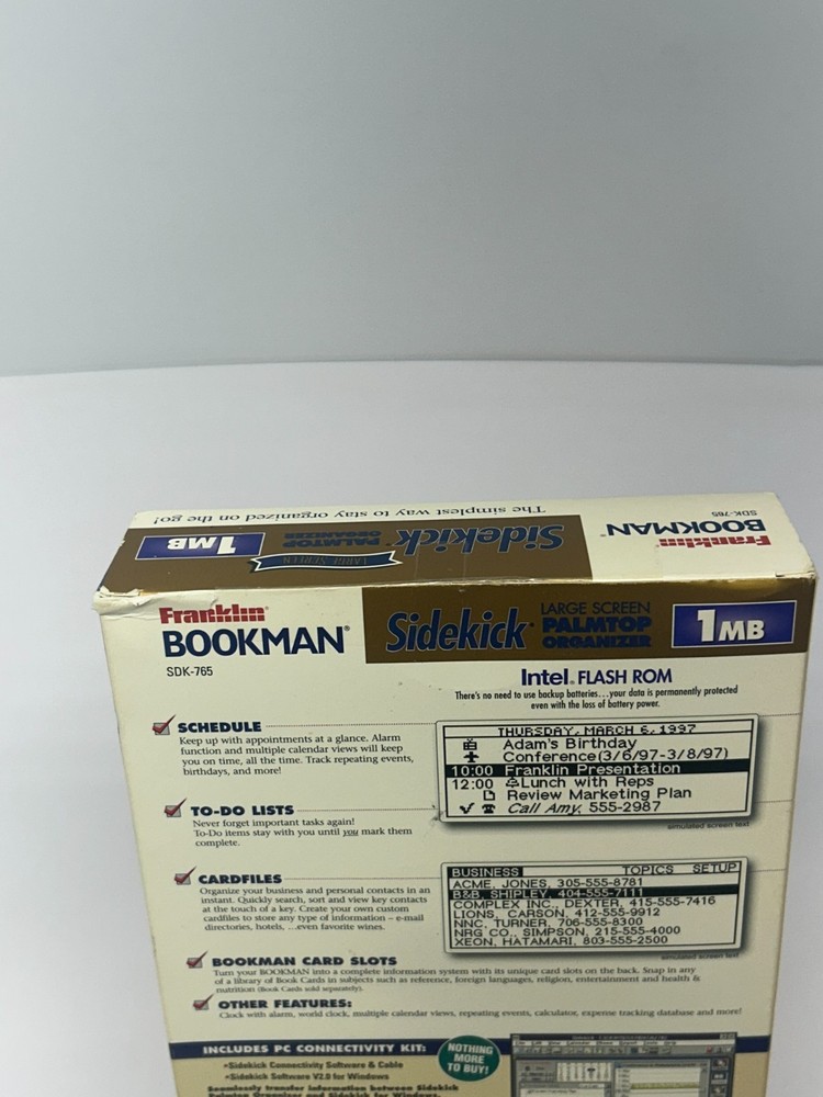 Franklin Bookman Sidekick SDK-765 Electronic Organizer - Box, Inserts & Disks!