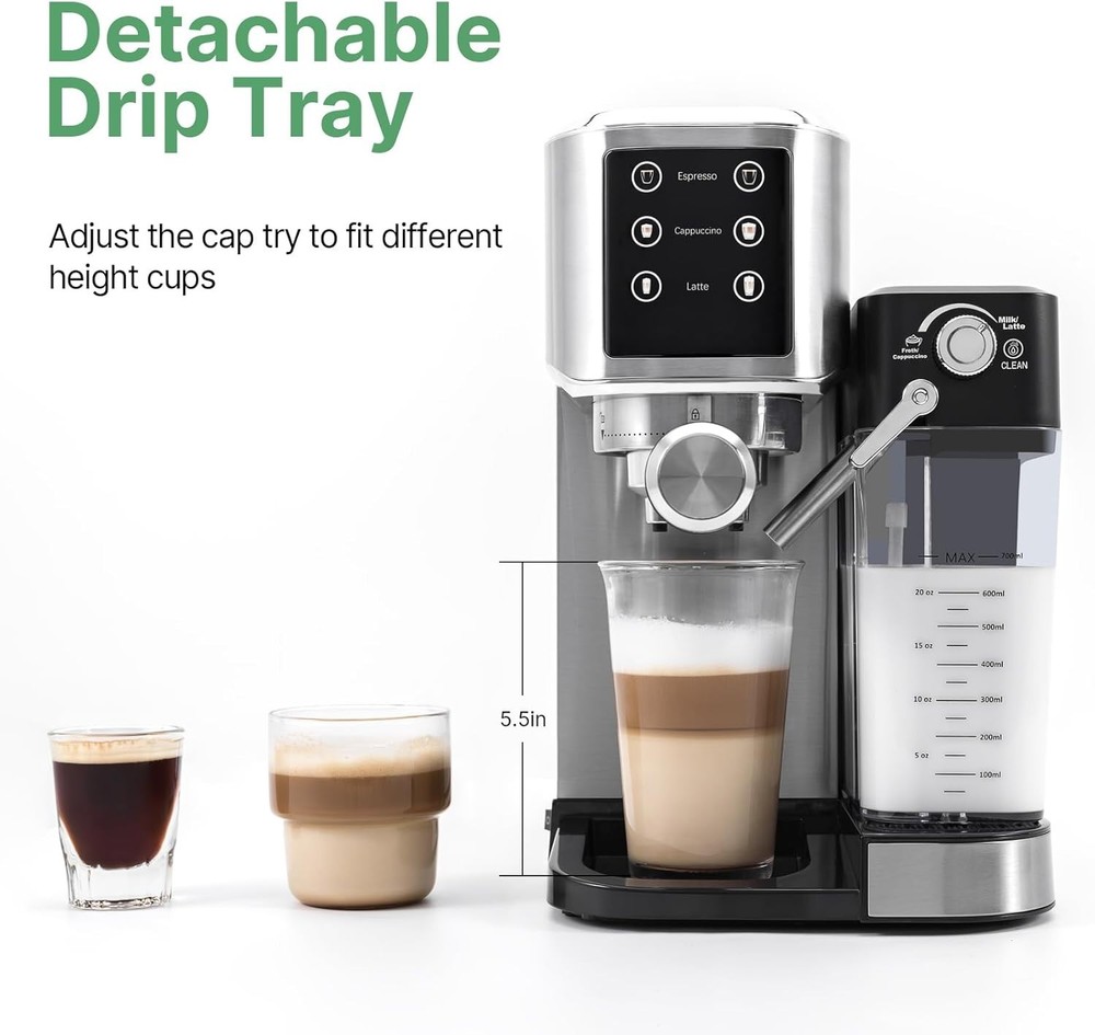 Espresso Machine 20 Bar, Touchscreen Espresso Maker with Automatic Milk Froth...
