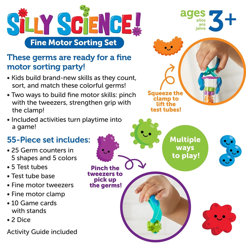 Learning Resources Silly Science Fine Motor Sorting Set - 55 Medium, Multi